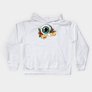 Eye see you (I see you) old tattoo concept Kids Hoodie